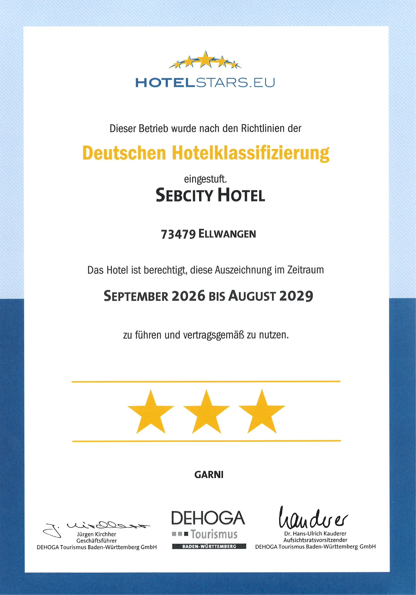 3 stjerner Garni – tysk hotelklassificering